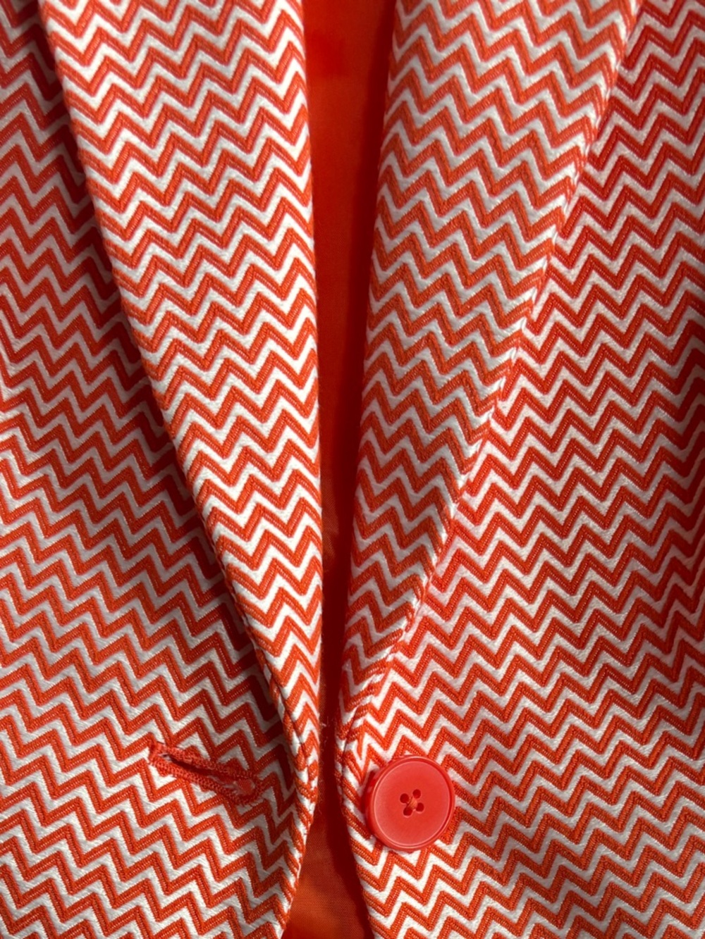 Women Orange Chevron Blazer - Stylish Single-Breast Jacket